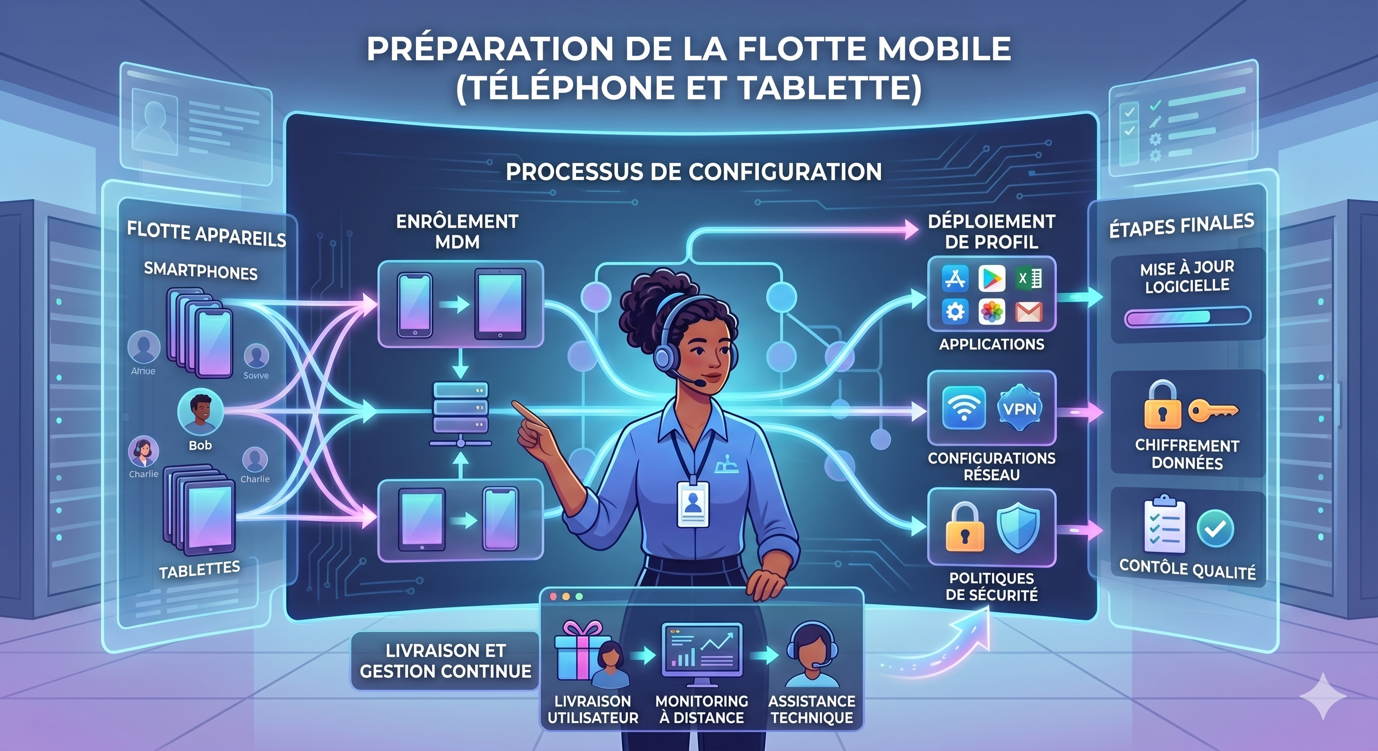 Illustration préparation de la flotte mobile